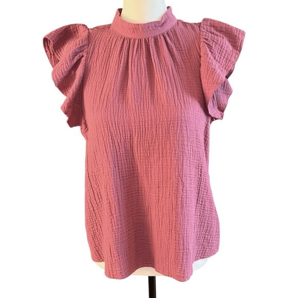 NWOT NWT Joe's Jeans Cotton Gauze Flutter Sleeve Top in Violet Quartz Size M - Picture 4 of 8